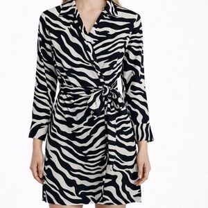H&M Black and White Zebra Wrap Dress